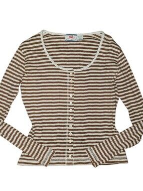 Vintage 90s Y2k Levis Button Front Striped Long Sleeve Top